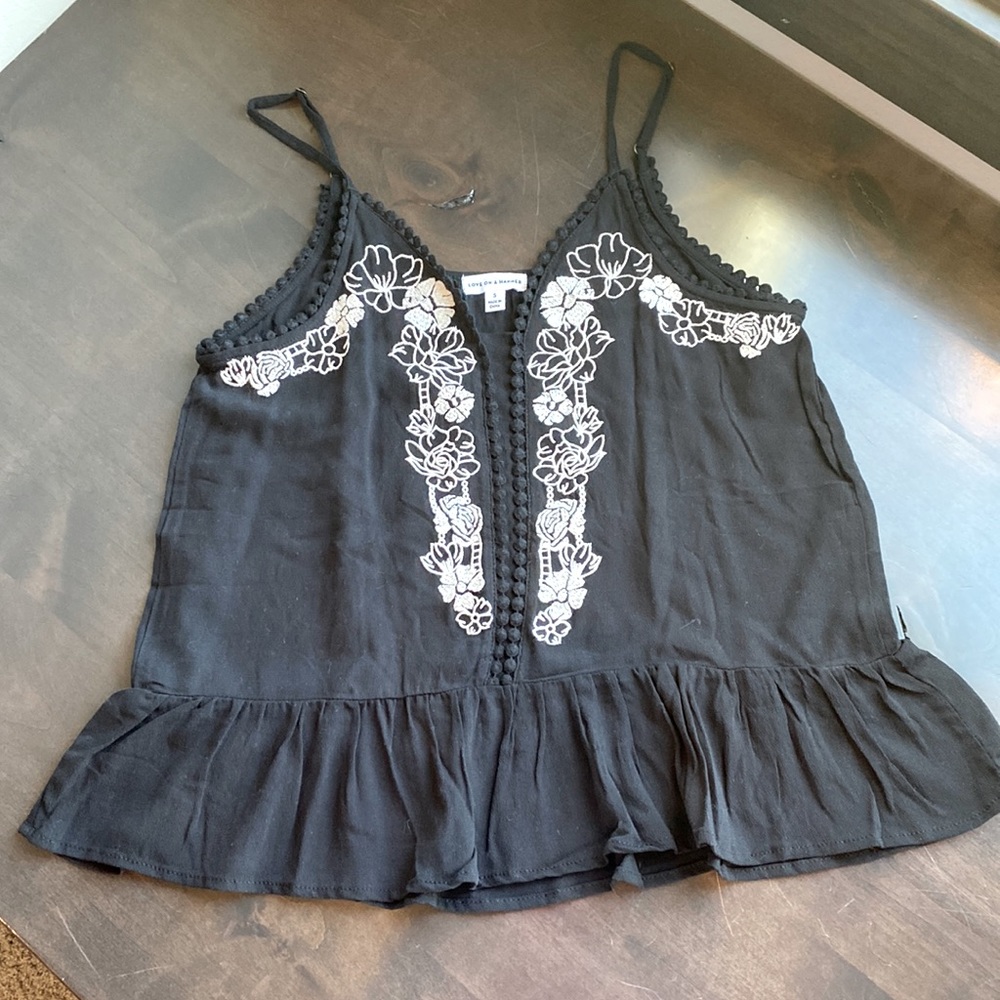 NWOT Love on a hanger black embroidered cami.